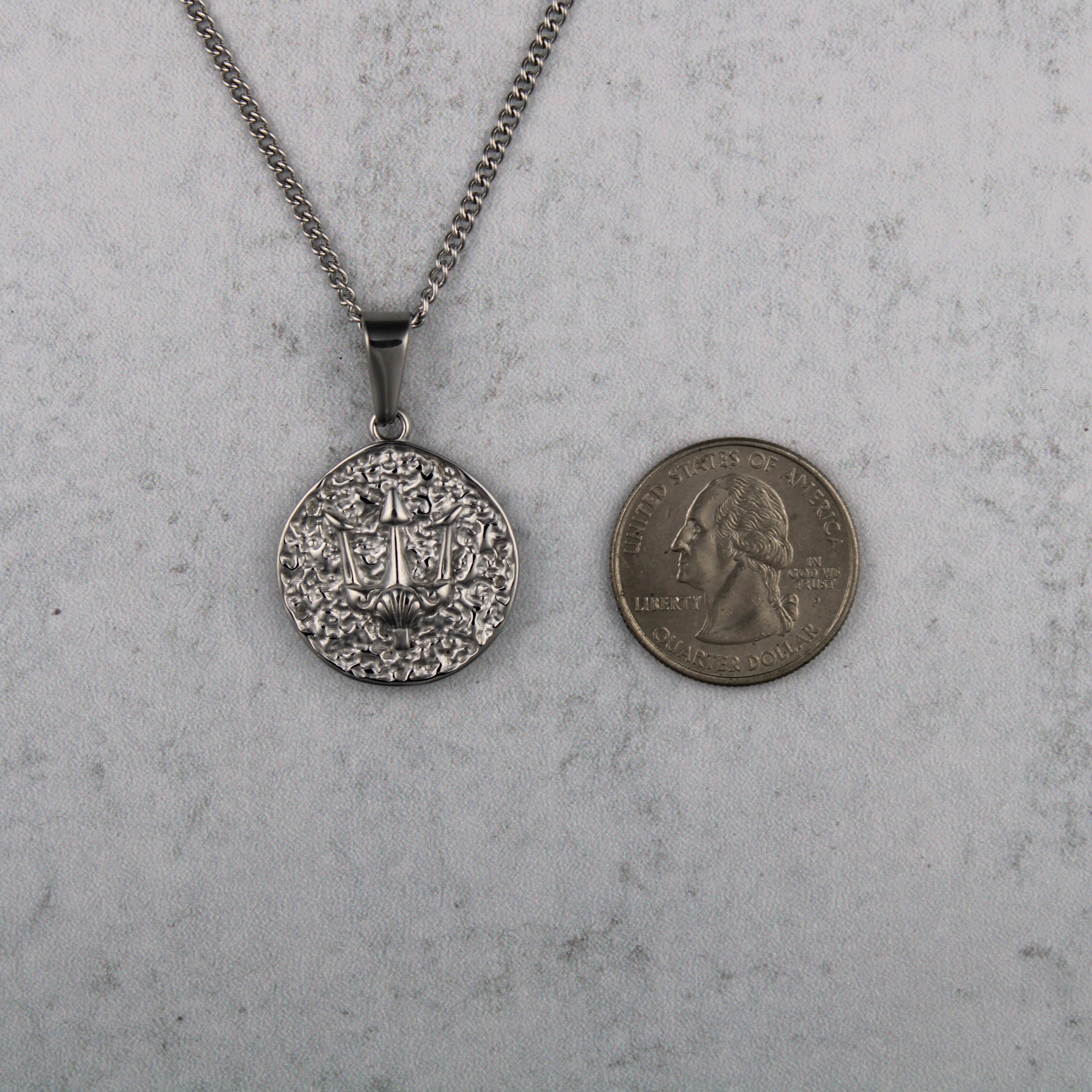 Jewelry Silver Trident Pendant Chain Necklace Size ONE SIZE - 7 Thumbnail