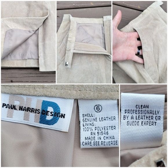 Vintage Vintage 90s y2k Bratz Tan Suede Leather High Waisted Midi Le Size 28" / US 6 / IT 42 - 4 Thumbnail