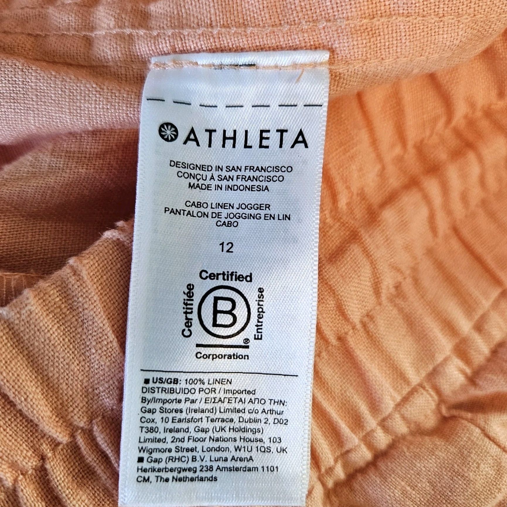 Athleta Athleta Womens Cabo Linen Jogger Sz 12 Orange High Rise Zip Pockets Shirt Pants Womens Size 34" / US 12 / IT 48 - 7 Thumbnail