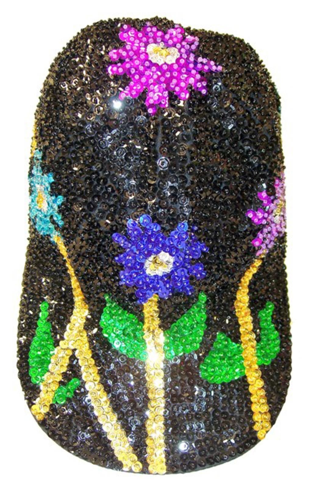 Designer Sequin Baseball Cap BLACK COLOR DAISY Size ONE SIZE - 1 Preview