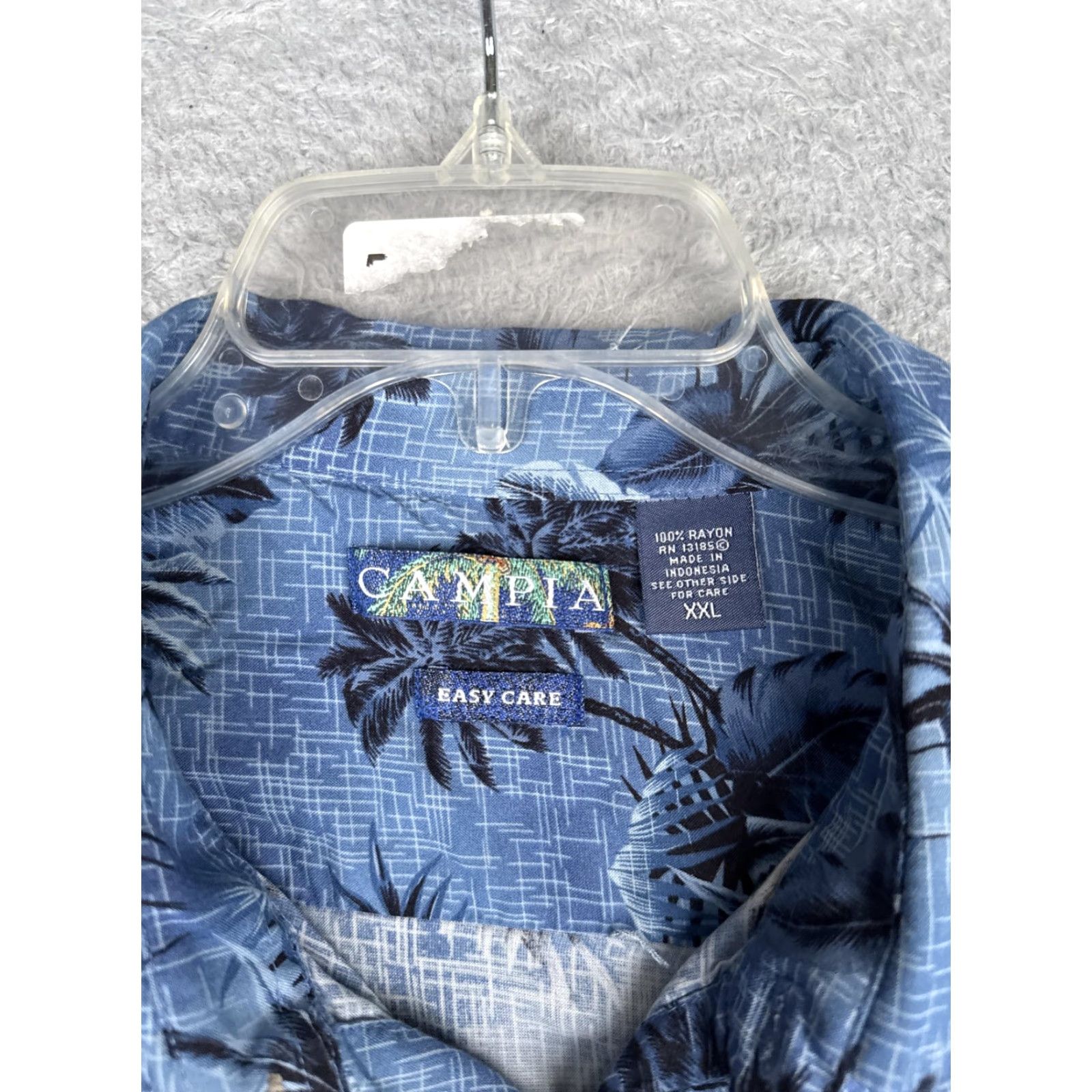 Vintage Campia Shirt Mens 2XL Blue Short Sleeve Hawaiian Palm Tree Button Up Tropical Size US XXL / EU 58 / 5 - 7 Thumbnail
