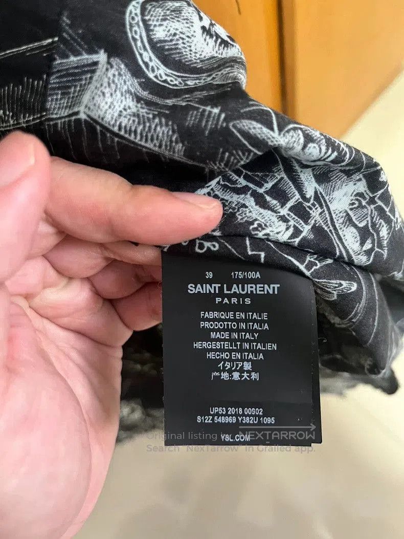 Saint Laurent Paris Saint Laurent Black Skull Short Sleeve Shirt. Size US M / EU 48-50 / 2 - 5 Thumbnail