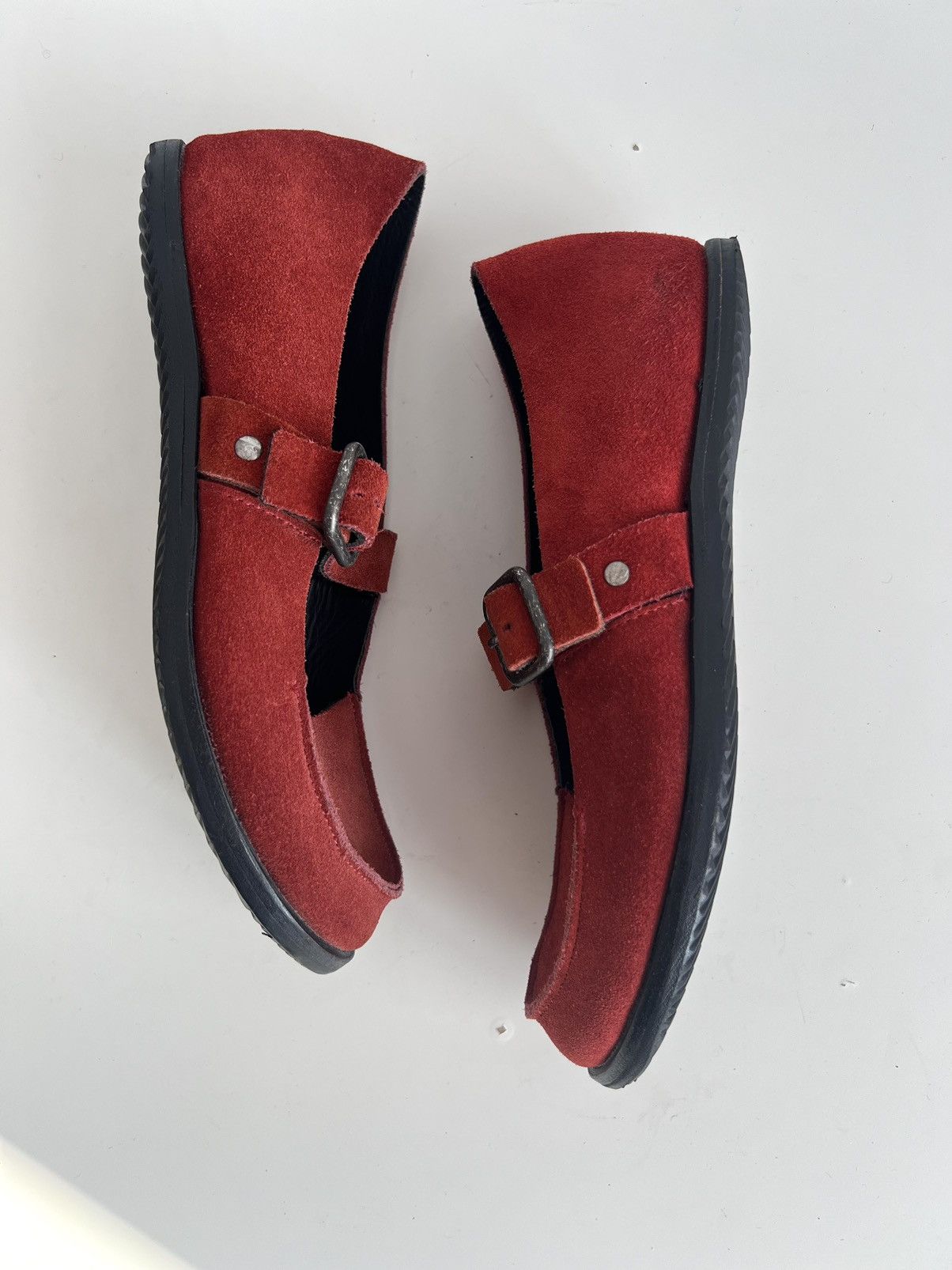Ann Demeulemeester 🇺🇸Cliff Dweller x Cydwoq Mary Jane Red Suede Shoes Size US 7 / IT 37 - 9 Thumbnail