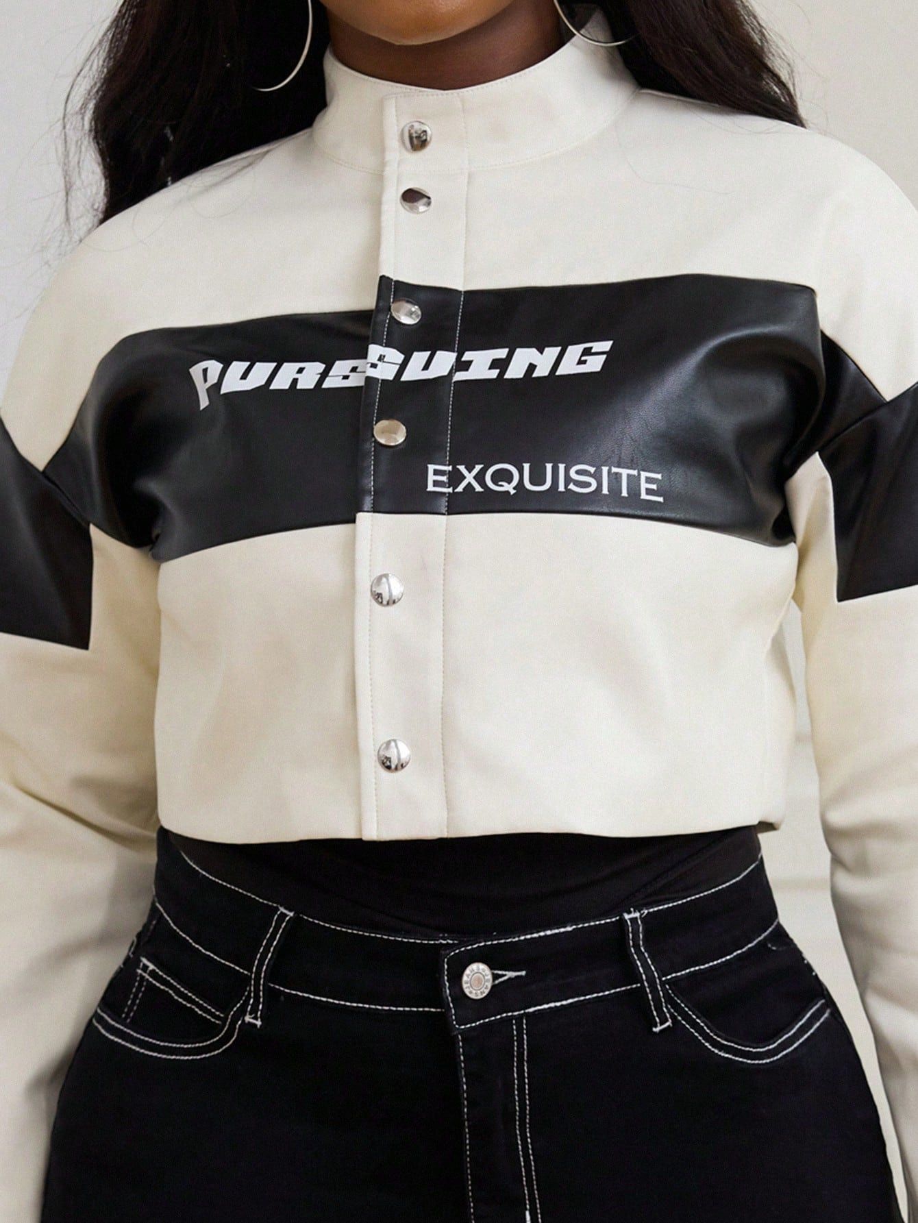 Other 🖤🤍 Women Black & White Cropped Real Leather Jacket Size S / US 4 / IT 40 - 7 Thumbnail
