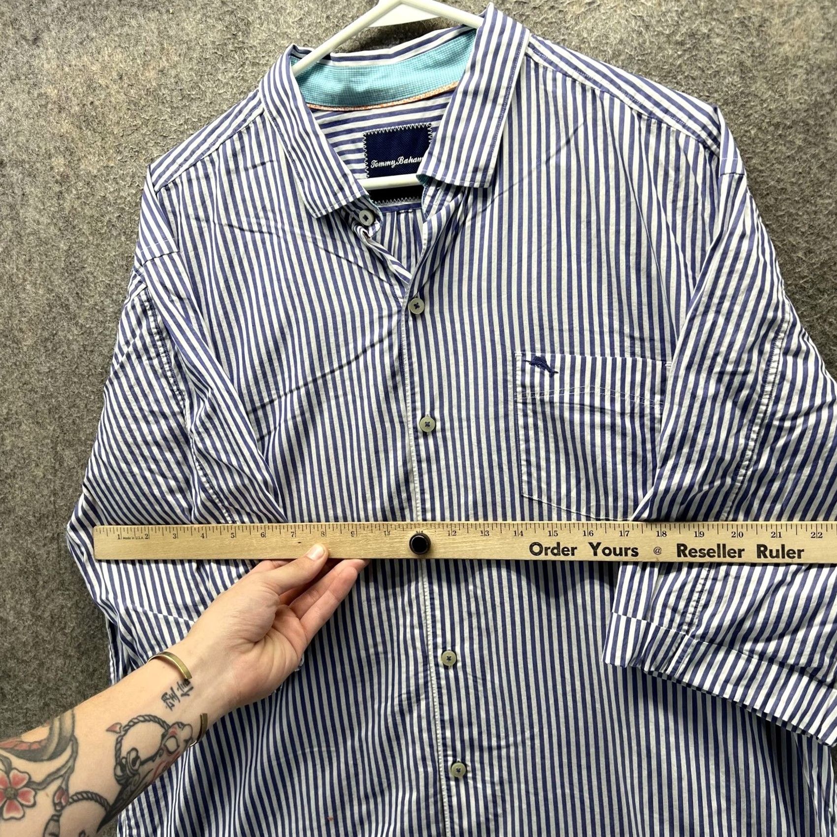 Tommy Bahama Tommy Bahama Shirt Mens XL Blue White Stripe Pima Cotton Short Sleeve Casual Size US XL / EU 56 / 4 - 5 Thumbnail