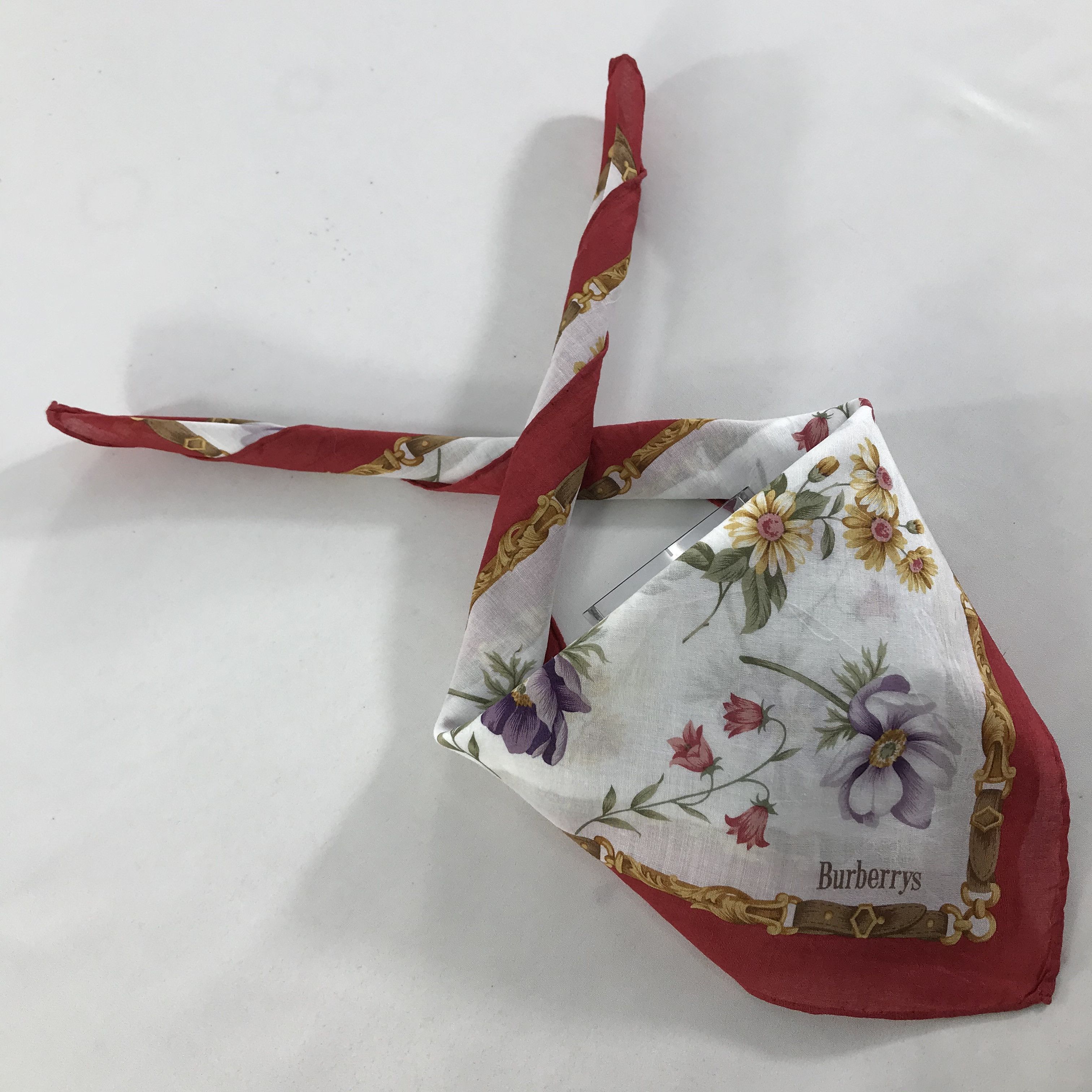 Burberry × Vintage Burberry Bandana / Handkerchief / Neckerchief - S1545 Size ONE SIZE - 4 Thumbnail