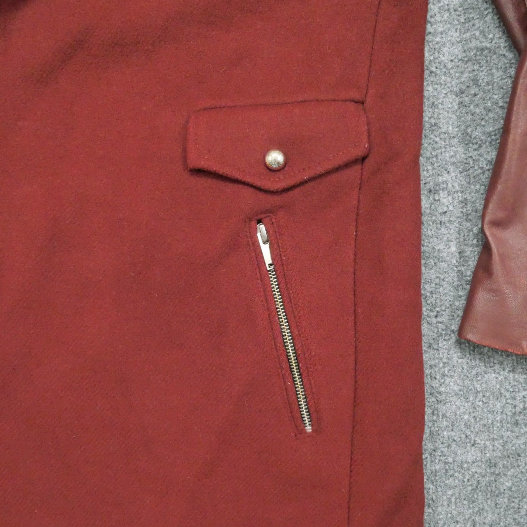 Zara Zara Jacket Womens Small Red Burgundy Wool Leather Blazer Long Asymmetrical Zip Size S / US 4 / IT 40 - 3 Thumbnail