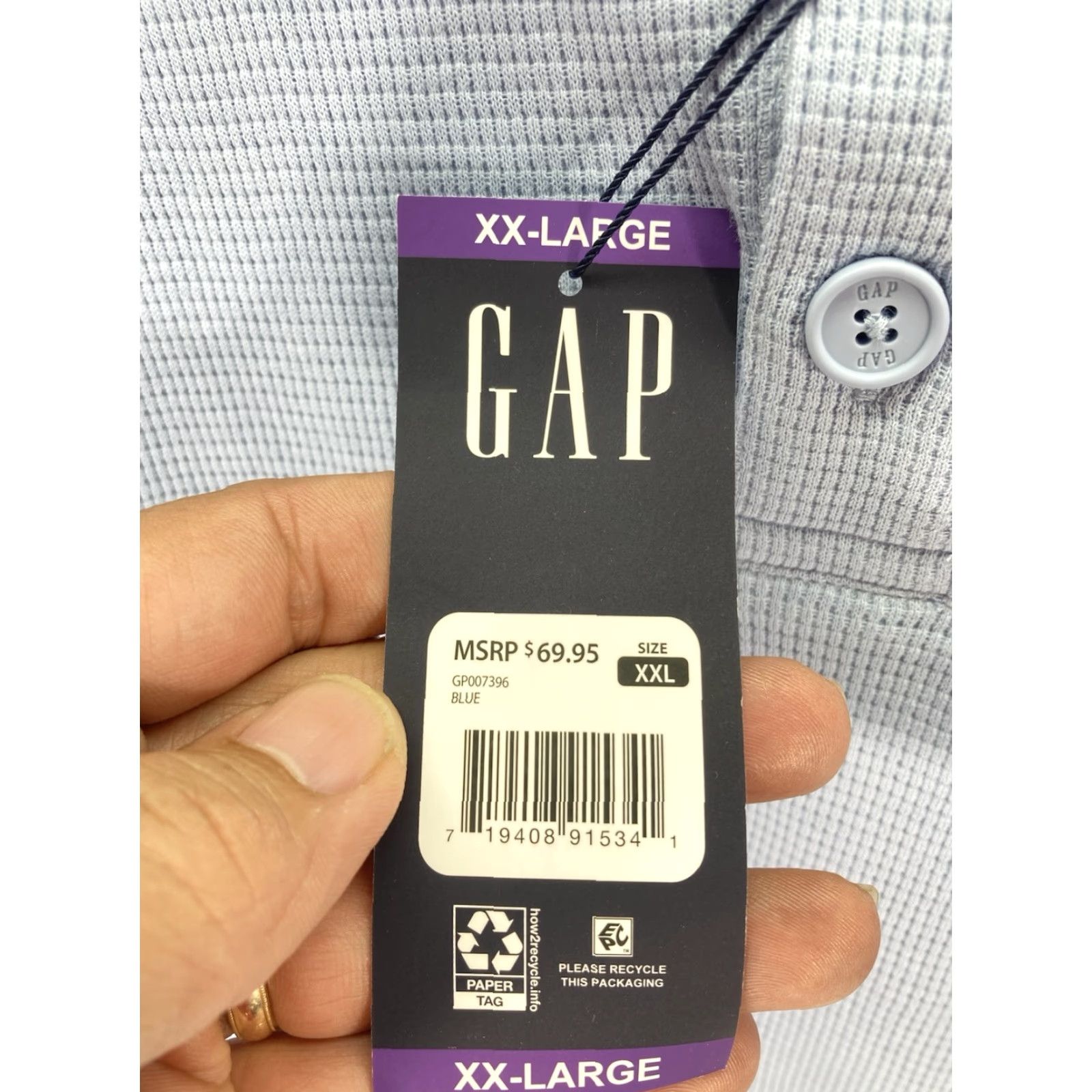Gap VINTAGE Gap Waffle Henley Hoodie Shirt Men 2XL Long Sleeve Blue Pullover NWT Size US XXL / EU 58 / 5 - 5 Thumbnail