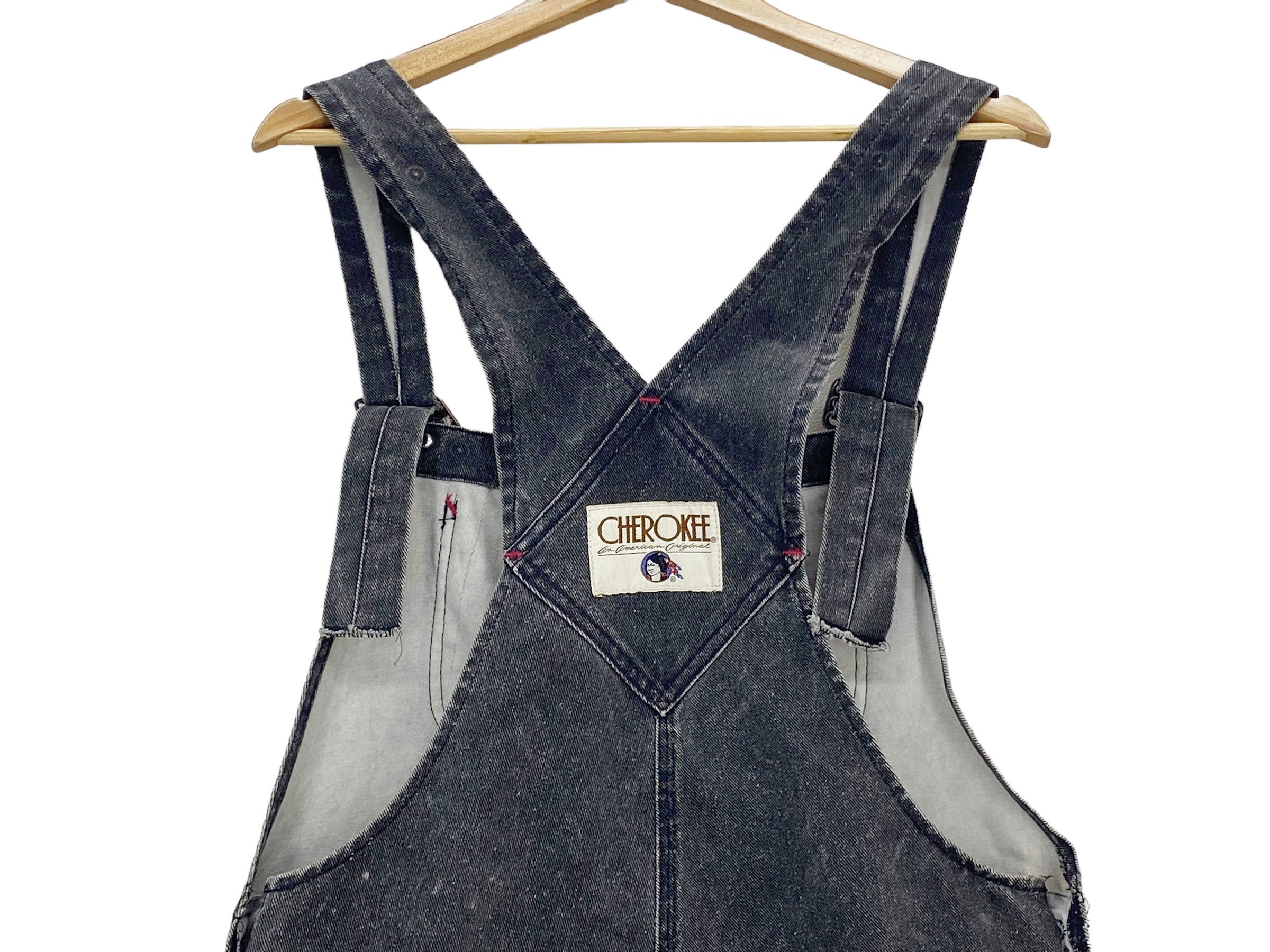 Cherokee × Vintage Cherokee Carpenter Bib Overalls Black Light Wash Jeans Size US 39 - 6 Thumbnail