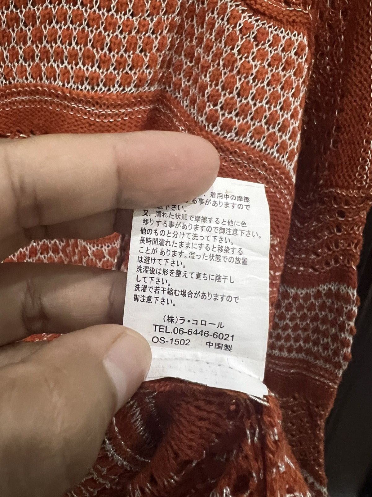 Japanese Brand ROMAREED Orange Crochet Transparent Breathable Knit Sweater Size L / US 10 / IT 46 - 7 Thumbnail