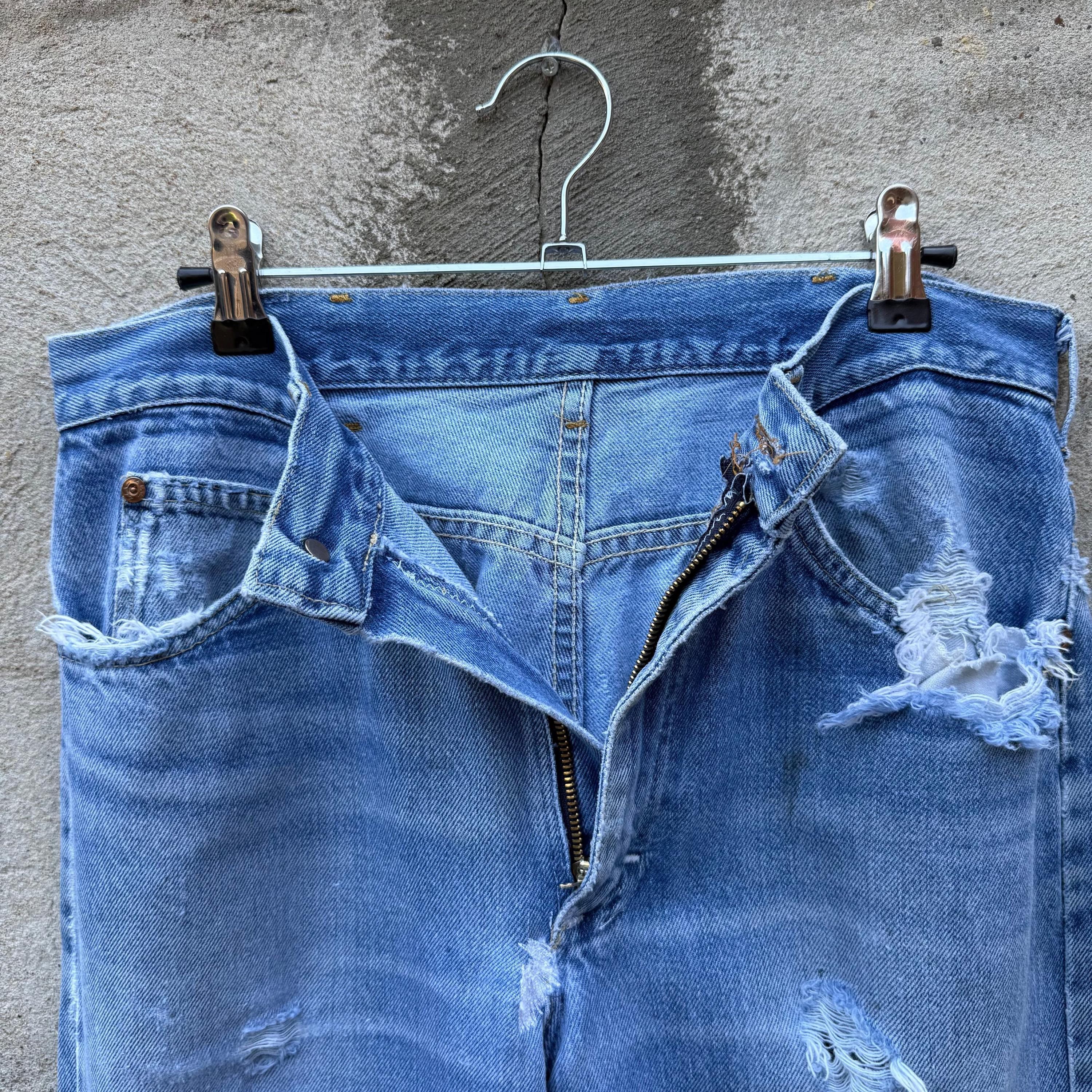 Lee 80's Lee Riders Thrashed & Repaired Denim Jeans Size US 30 / EU 46 - 4 Thumbnail