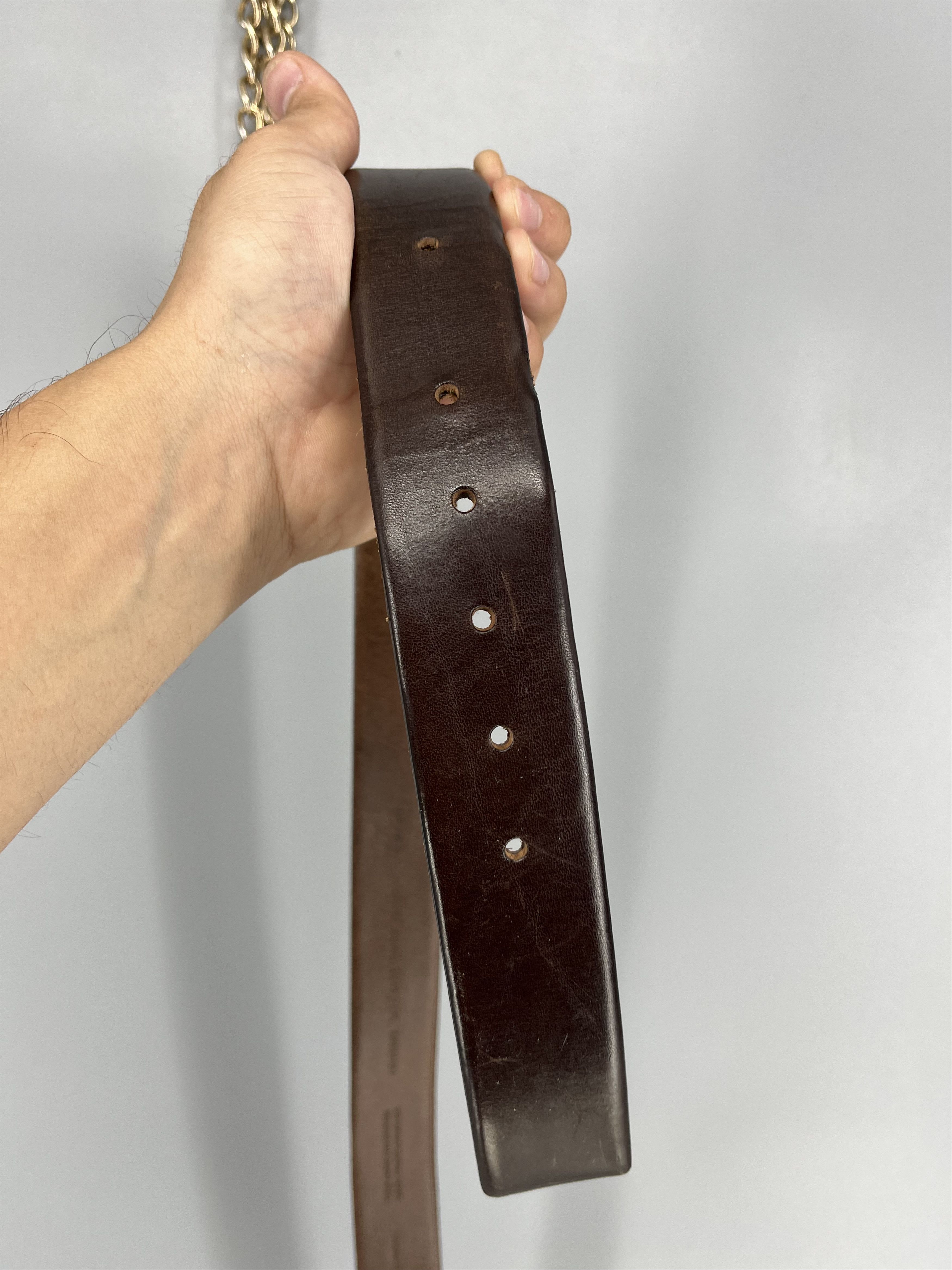 Hugo Boss Hugo Boss Brandon Handmade Dark Brown Leather Belt Men's Size ONE SIZE - 12 Thumbnail