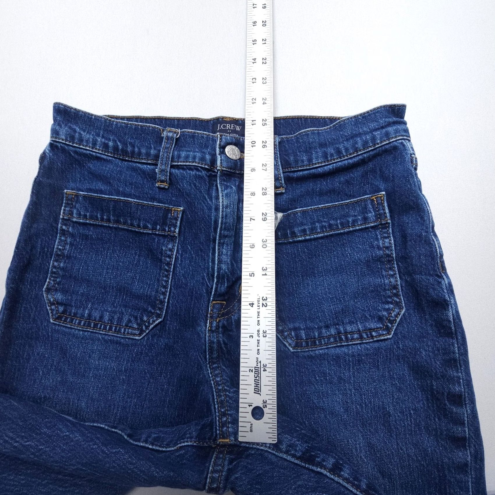 J.Crew J.CREW Jeans Wide Leg High Rise Dark Wash 27 Solid Blue 5-Pocket Denim Crop Regular Rise Womens Jeans Size 27" / US 4 / IT 40 - 7 Thumbnail
