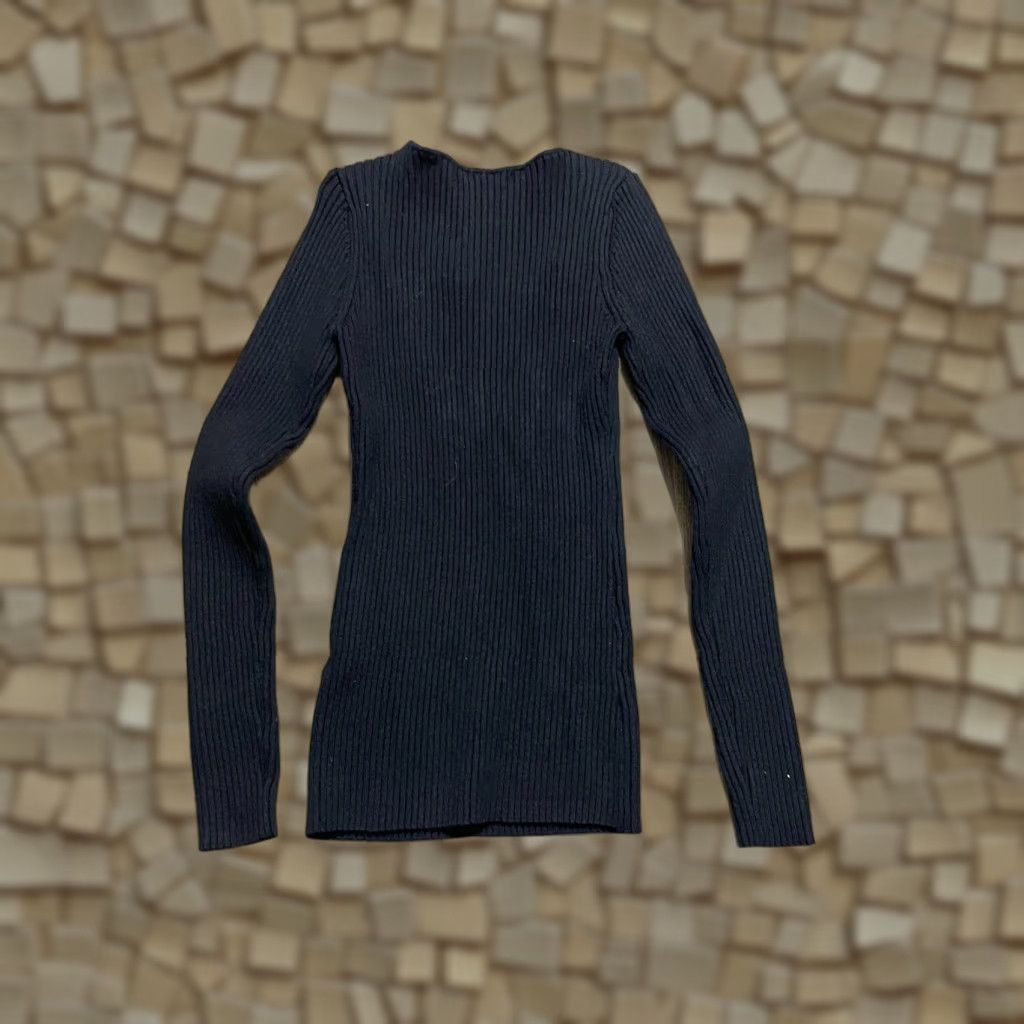 Vintage Zesica Shirt Women's L Black Long Sleeve Knit Square Neck T-Shirt Casual Modern Basic Smooth Vintage: No (but vintage no not allowed). Size L / US 10 / IT 46 - 1 Thumbnail