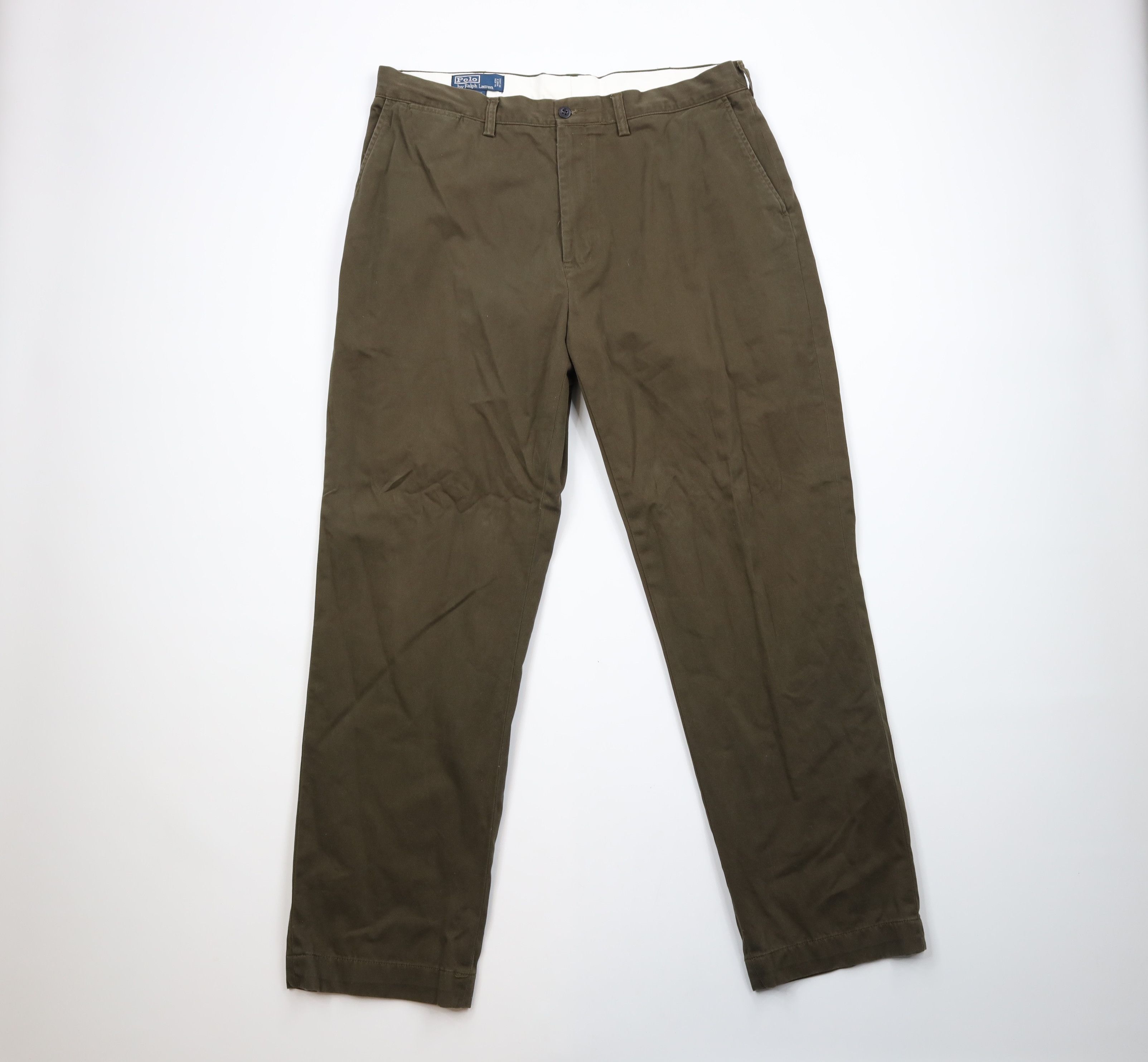 Ralph Lauren × Vintage Vintage 90s Ralph Lauren Leg Chino Pants Olive Green Cotton Size US 38 / EU 54 - 1 Thumbnail