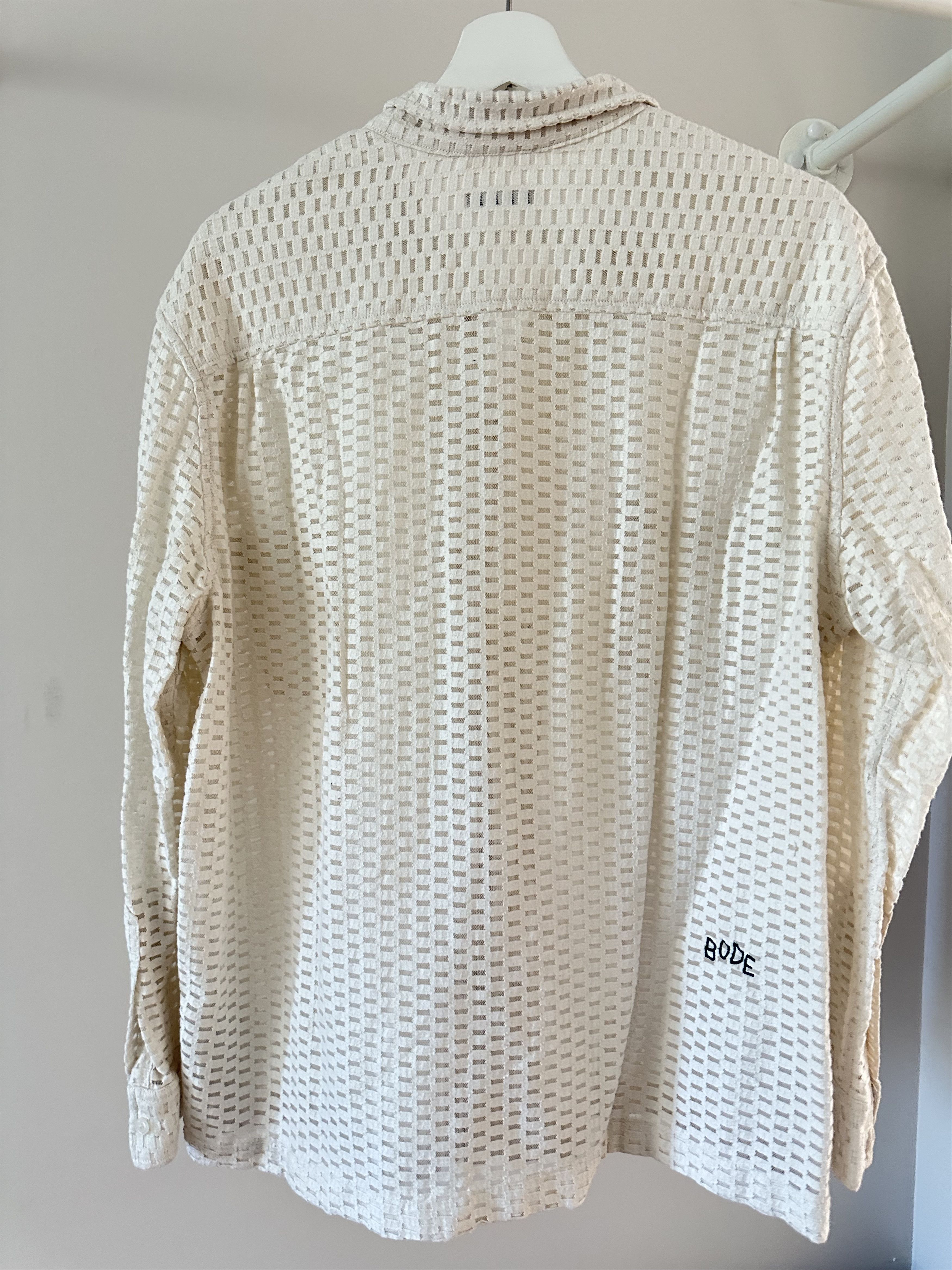 Bode BODE Ivory Ecru Sheer Brick Shirt Size XL (fits like Medium) Size US XL / EU 56 / 4 - 2 Thumbnail