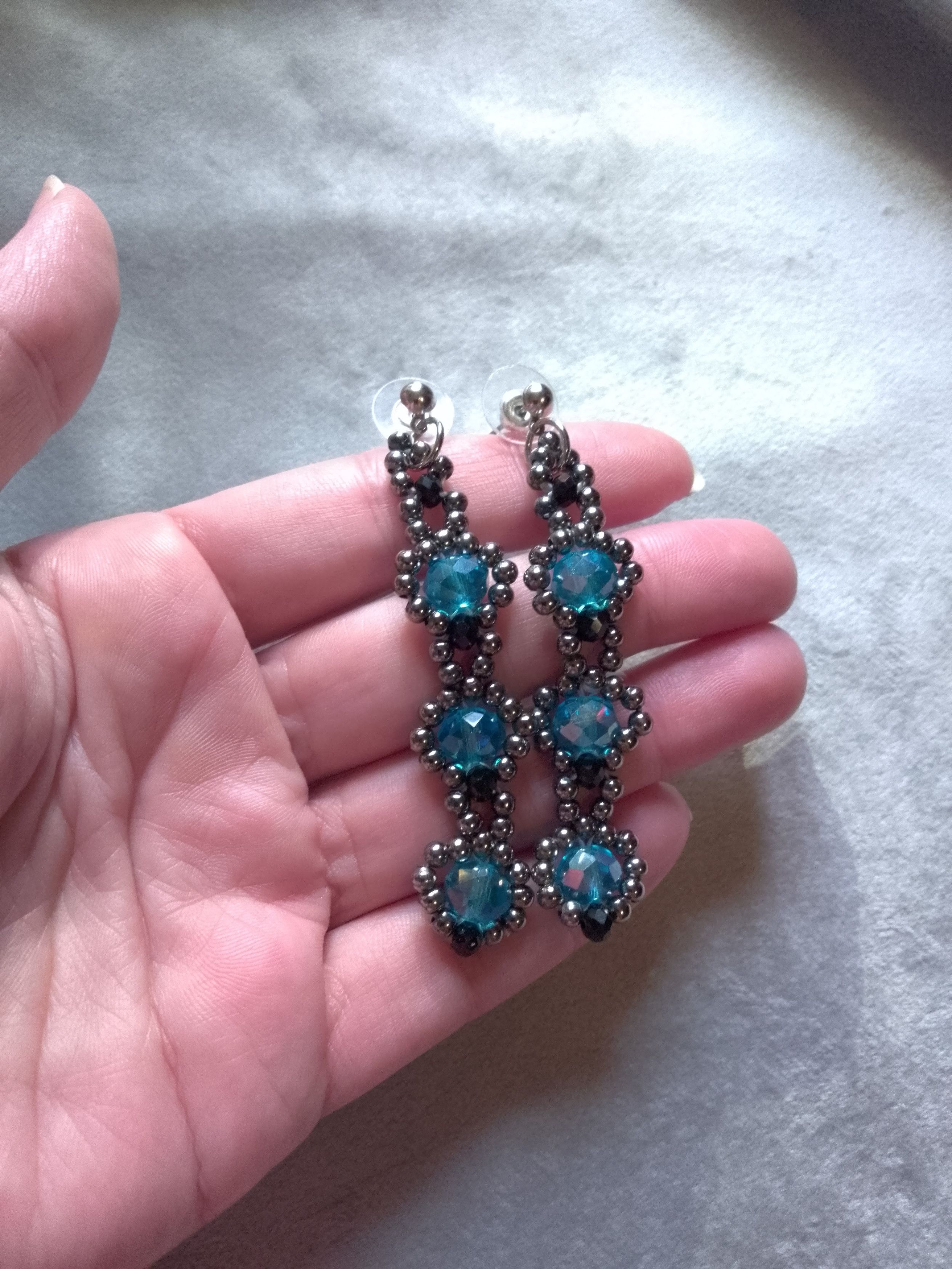 Handmade Necklace. Crystal, gray Brass. Multi thread. Earrings Size ONE SIZE - 6 Thumbnail