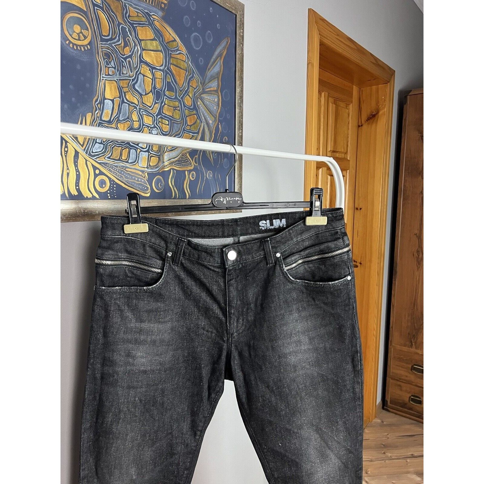 Versace MINT! Versace Collection Dark Black Men`s Slim Fit Jeans Pan Size US 36 / EU 52 - 3 Thumbnail