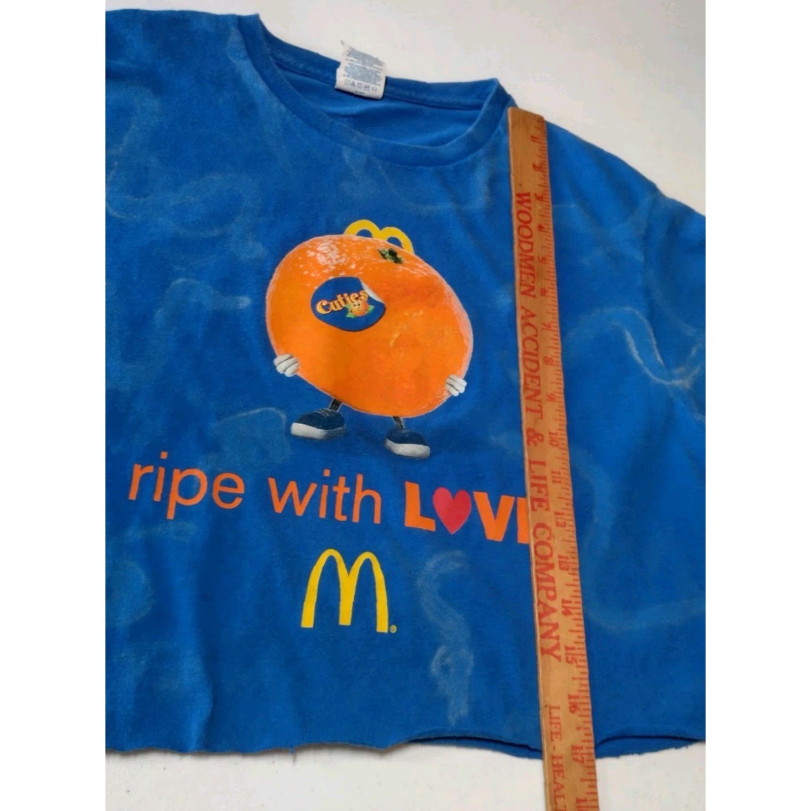 Vintage VINTAGE McDonald's Graphic Crop Top Women Medium Blue Bleach Dyed 90s Fast Food Casual Shirt Size M / US 6-8 / IT 42-44 - 4 Thumbnail