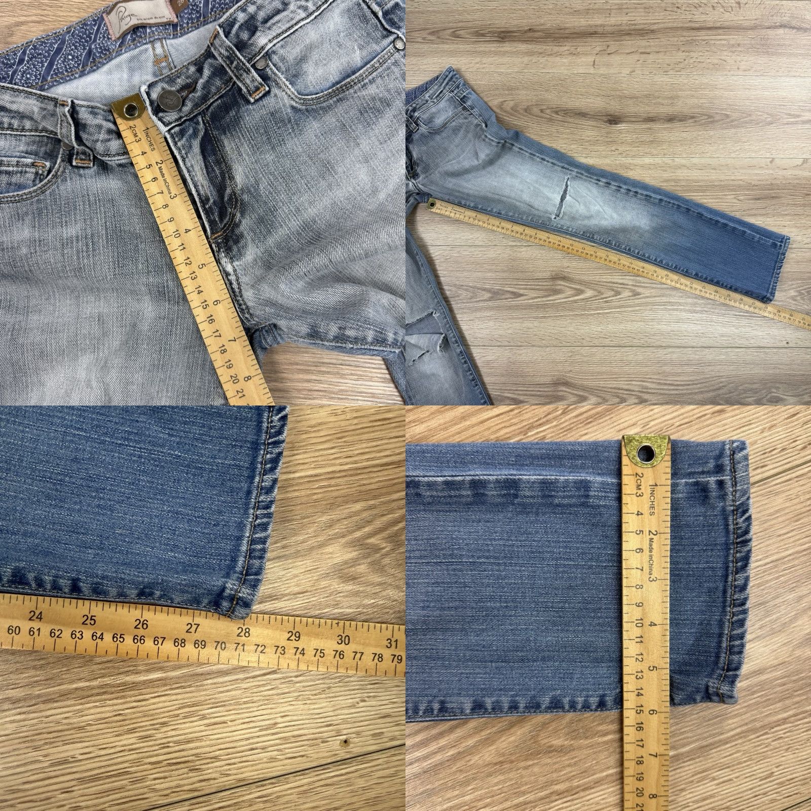 Paige PAIGE DENIM Light Wash Destroyed ROXBURY Low Rise Skinny Jeans Sz 28 Size 28" / US 6 / IT 42 - 8 Thumbnail