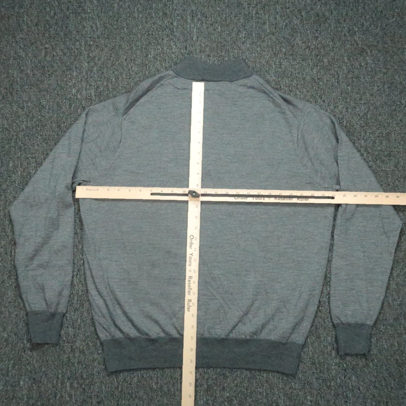 Peter Millar Peter Millar Sweater Men 2XL Gray Wool Pullover 1/4 Zip Mock Neck Striped Knit Jumper Size US XXL / EU 58 / 5 - 6 Thumbnail