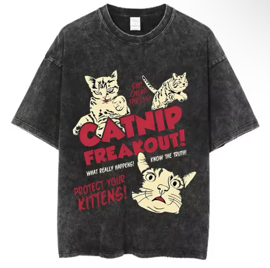Other Vintage Washed Protect Cat Short Sleeve T-Shirt Men Women Size US L / EU 52-54 / 3 - 1 Thumbnail