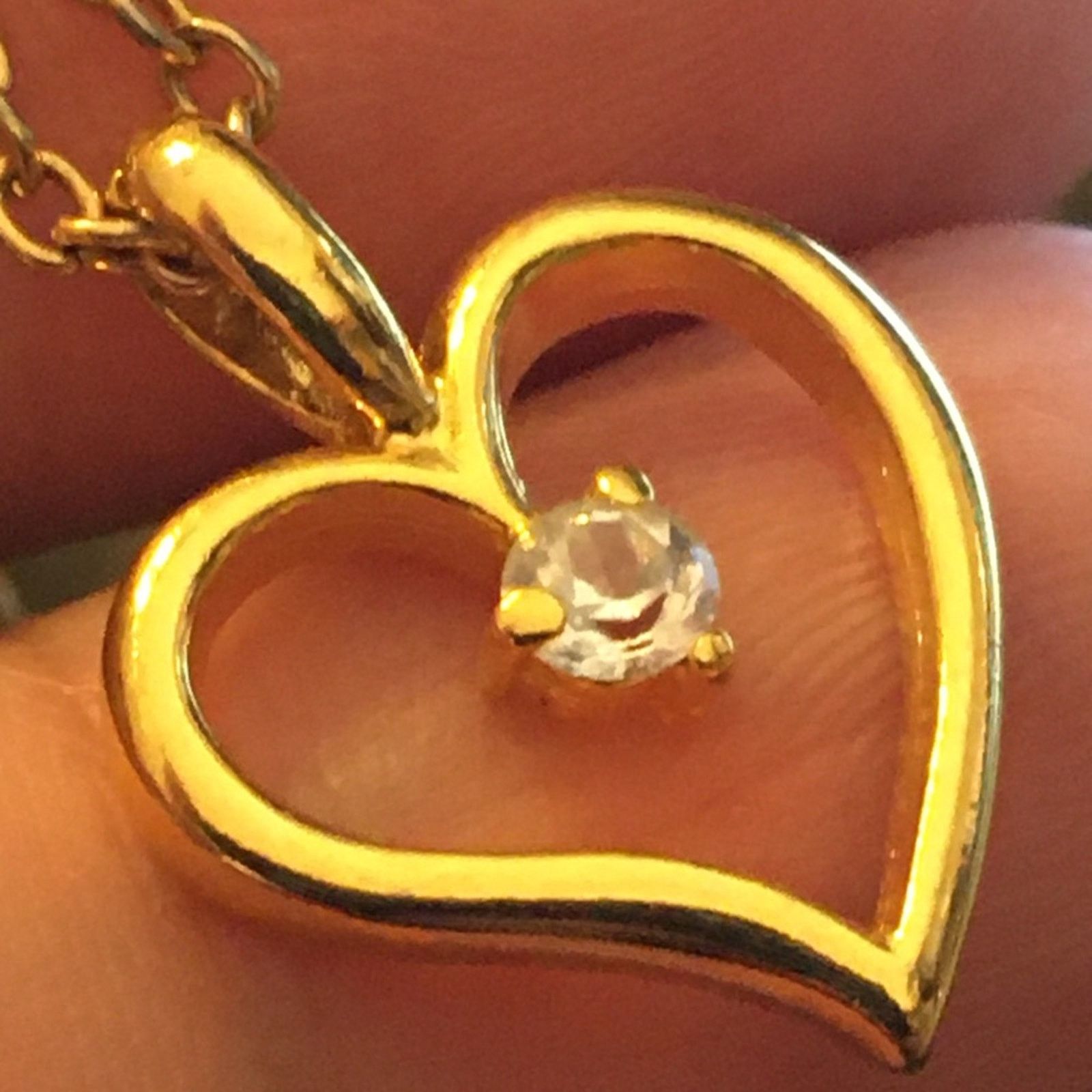 Vintage Vintage 80s gold tone cz heart pendant on chain Size ONE SIZE - 6 Thumbnail