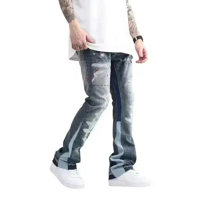 Japanese Brand Paint Splatter Stacked Denim Jeans Size US 34 / EU 50 - 1 Thumbnail