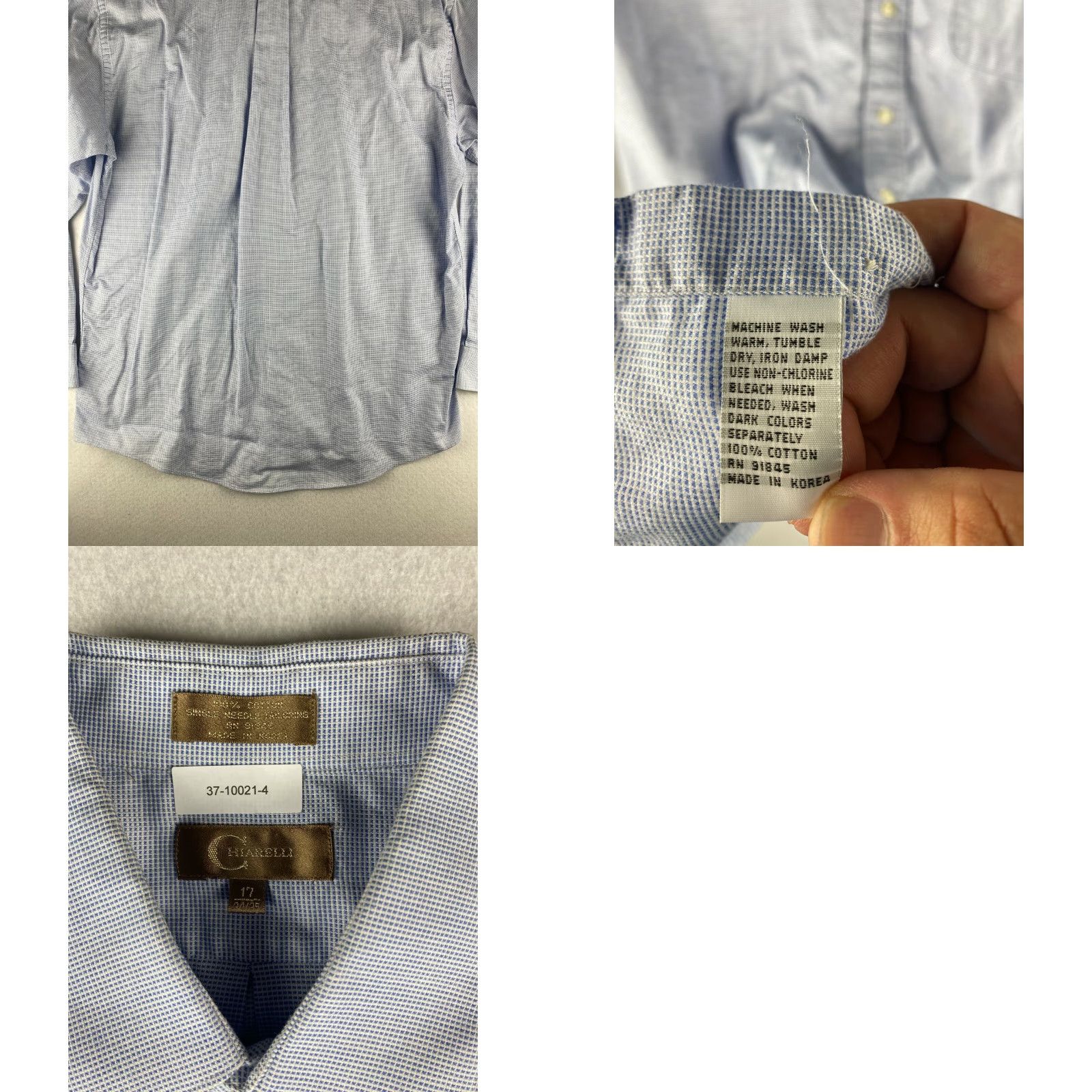Schiaparelli Chiarelli Button Up Shirt Mens 17 34/35 Blue Long Sleeve Checkered Shirt Size US XL / EU 56 / 4 - 8 Thumbnail