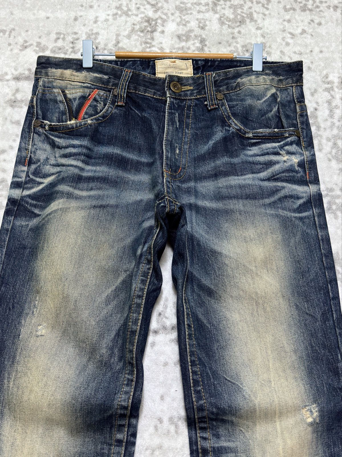 Hysteric Glamour Vintage Lolita Mud Wash Distressed Clawmark Zipper Pocket Size US 35 - 3 Thumbnail