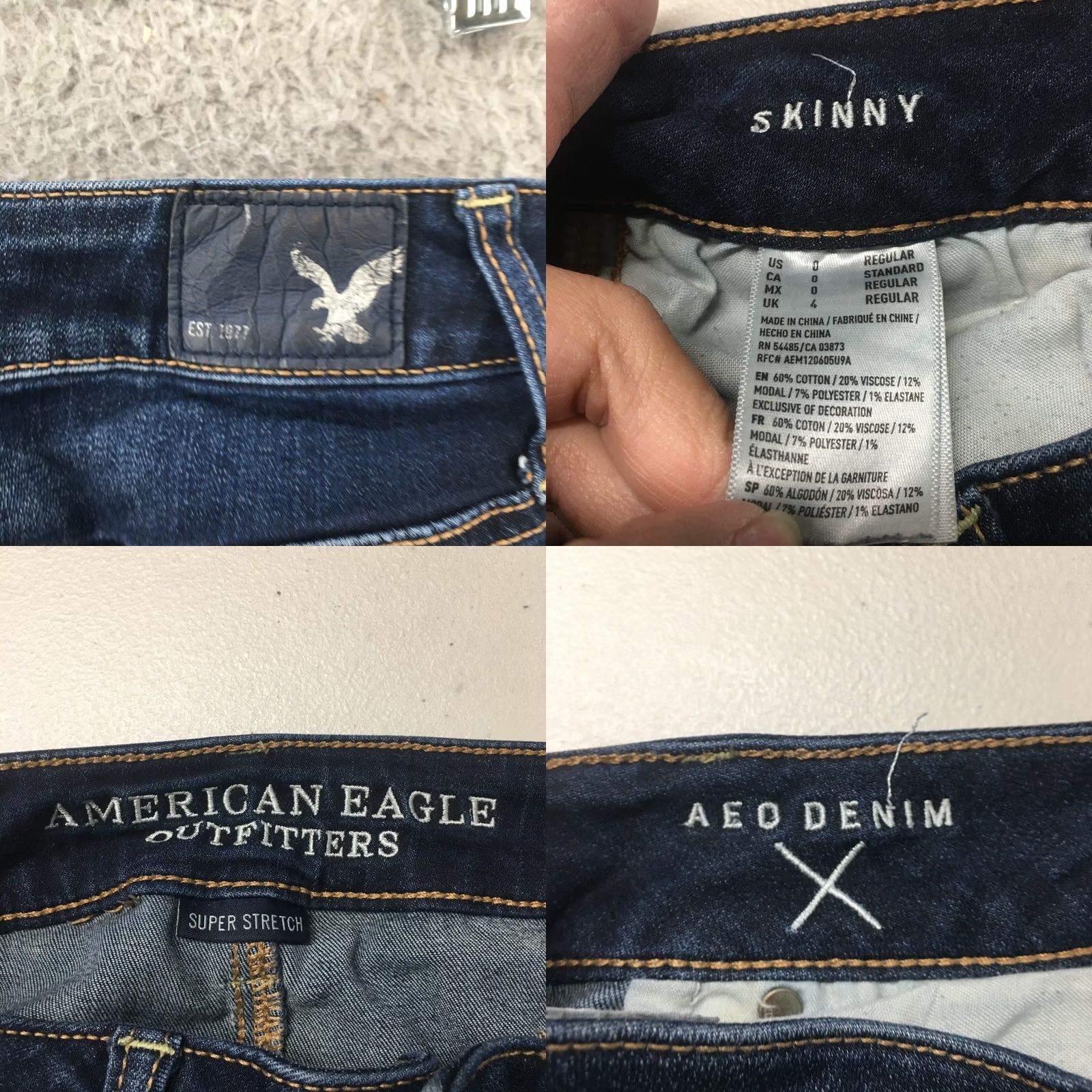 American Eagle Outfitters American Eagle Outfitters Super Stretch Skinny Jeans Womens 0 Blue Denim Zip Fly Size 25" / US 0 / IT 36 - 9 Thumbnail