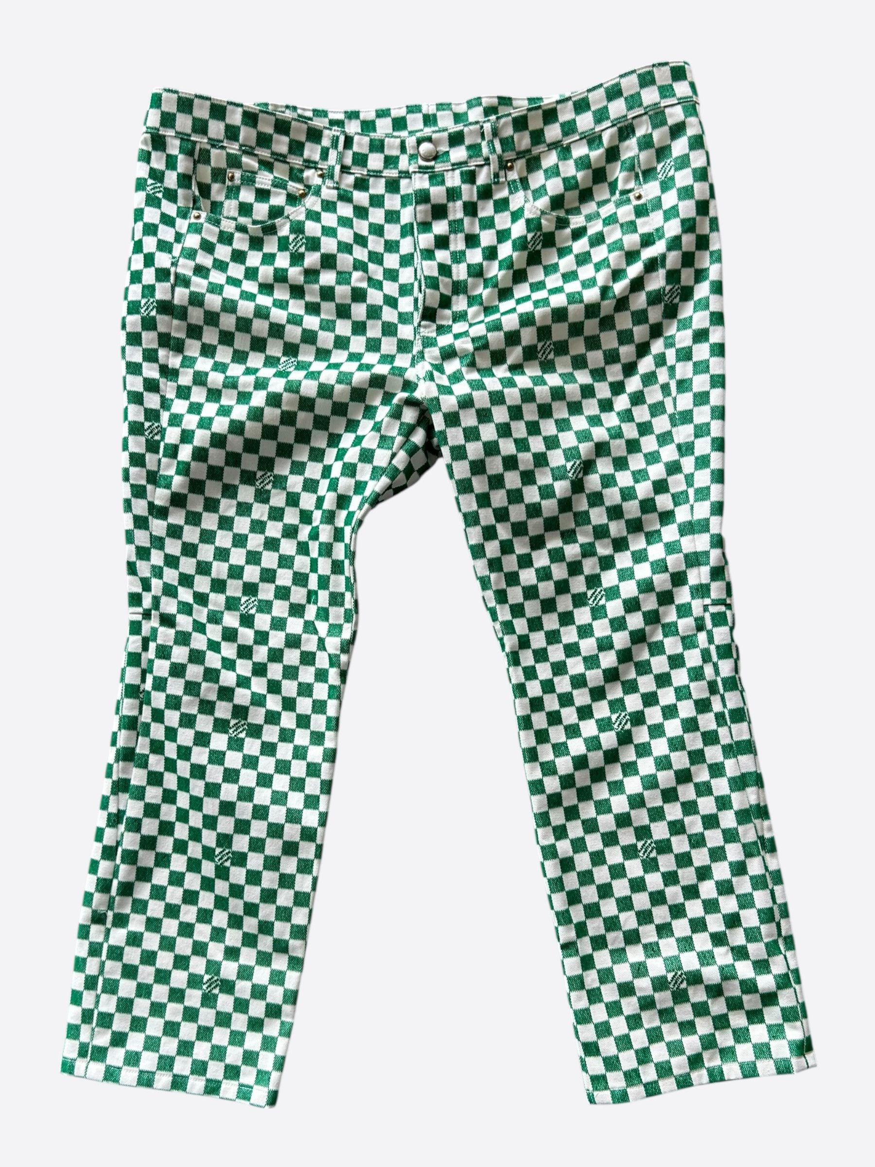 Louis Vuitton Louis Vuitton Green & White Damier Jeans Size US 44 / EU 60 - 1 Thumbnail