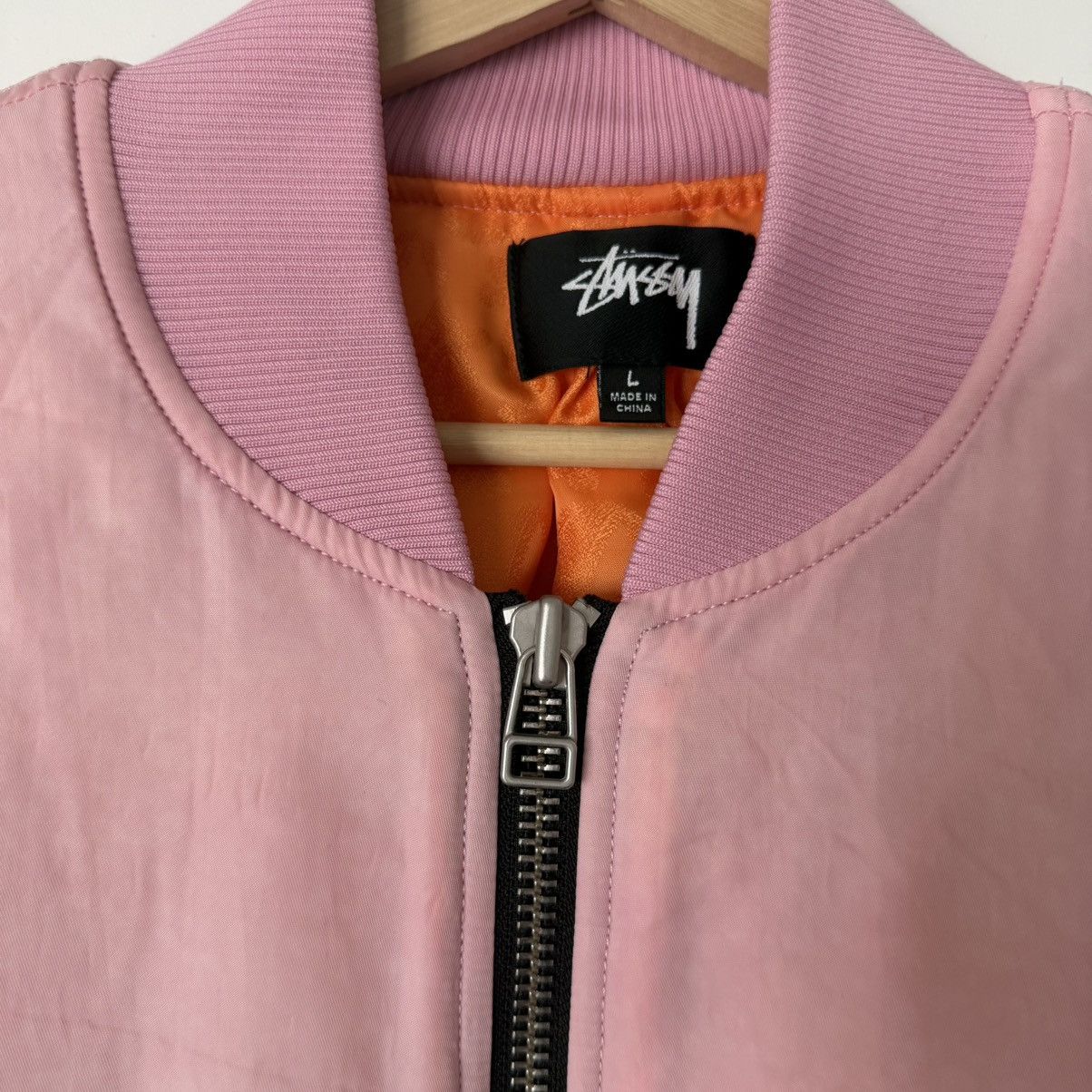 Pink STUSSY DYED NYLON BOMBER JACKET Size US L / EU 52-54 / 3 - 2 Thumbnail