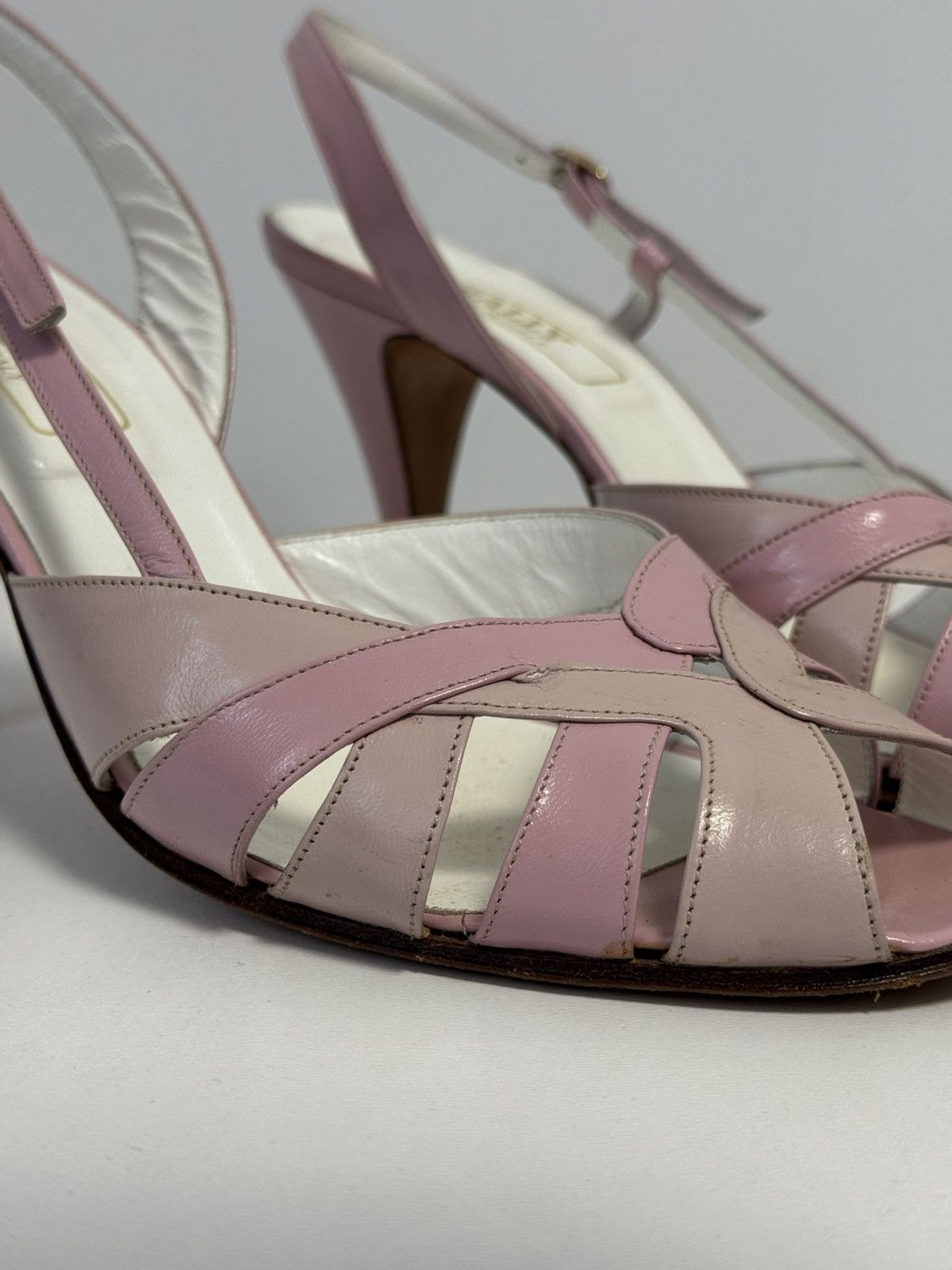 Bally Bally Pink Leather Slingback Heels Peep Toe Strappy Pumps Size US 10 / IT 40 - 9 Thumbnail