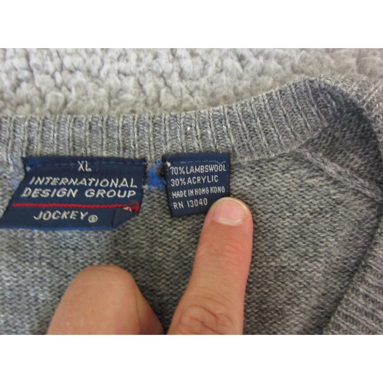 Jockey VINTAGE Jockey Sweater Mens XL Gray Wool Acrylic V-Neck 60s 70s Pullover Size US XL / EU 56 / 4 - 3 Thumbnail