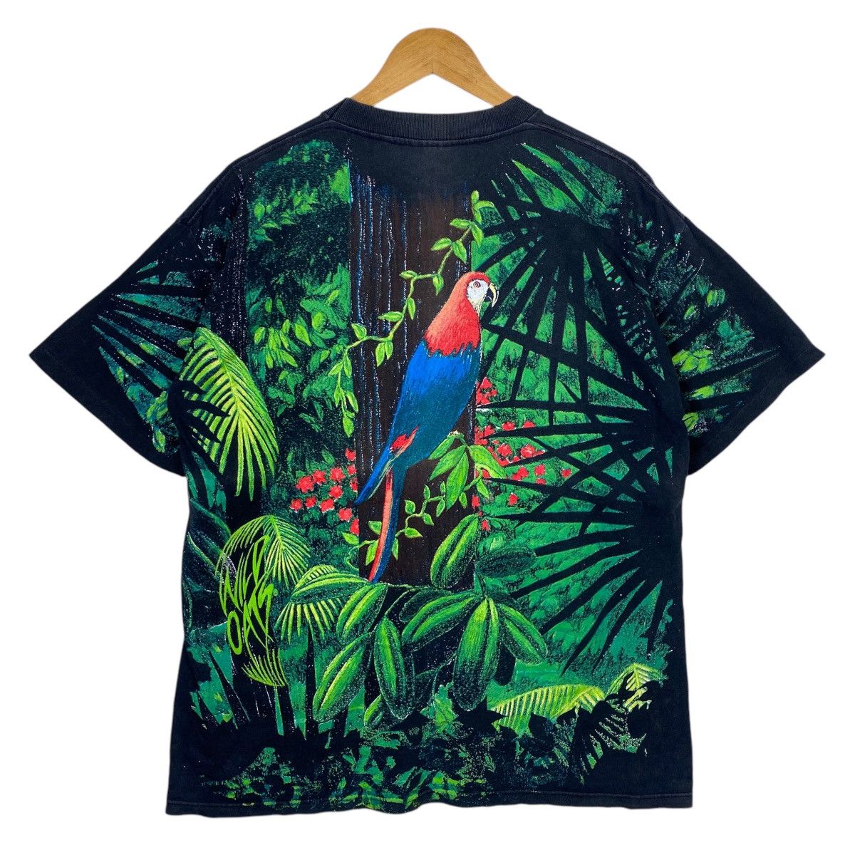 Habitat × Vintage 💥 90s WILD OATS MACAW RAINFOREST ALLOVER PRINT TSHIRT Size US L / EU 52-54 / 3 - 7 Thumbnail