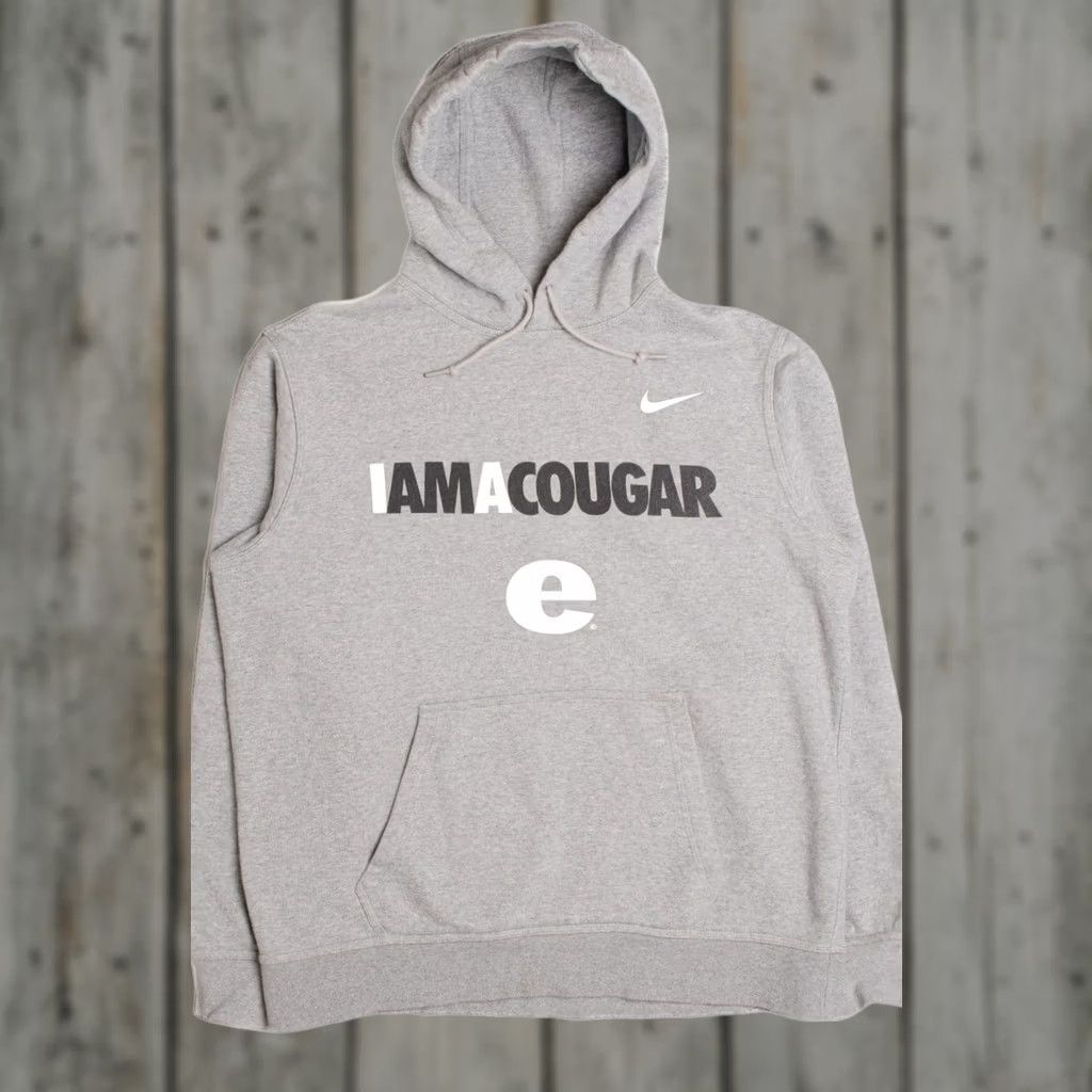 Nike VINTAGE Nike I Am A Cougar Hoodie Sweatshirt Pullover Large Gray Unisex Adults Mens Womens Size US L / EU 52-54 / 3 - 1 Thumbnail