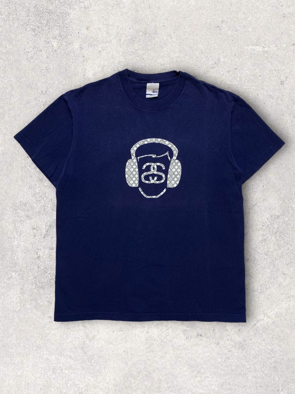 image of Stussy Louis Vuitton Lv Navy Tee Vintage Y2K 90's Streetwear, Men's (Size Medium)