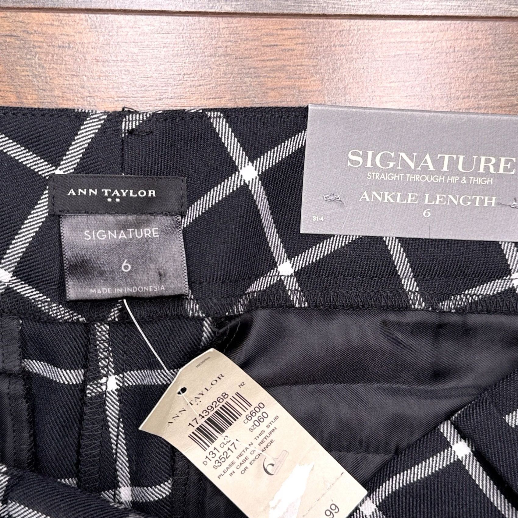 Ann Taylor Ann Taylor Signature Ankle Pants 6 Black Check Mid Rise Stretch New Pants Women Regular Slim Straight Long Twill City Workwear Size 28" / US 6 / IT 42 - 5 Thumbnail