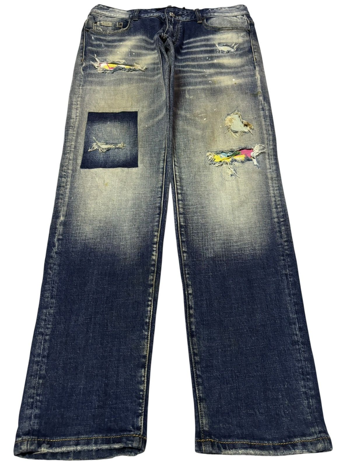 Philipp Plein Vtg Philipp Plein Homme Sashiko Distressed Jeans Size US 34 / EU 50 - 1 Thumbnail