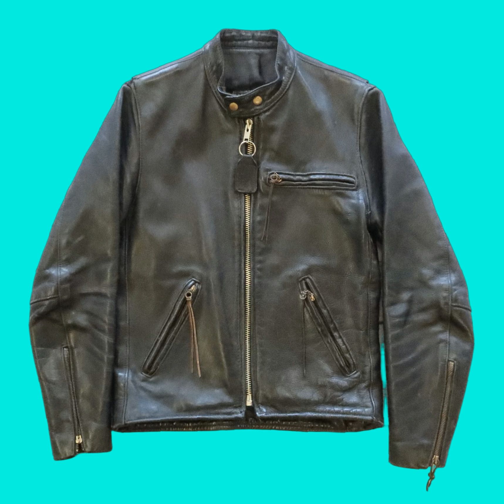 Vintage VINTAGE Vanson Cafe Racer Leather Jacket Mens Jacket 40 Black Motorcycle Jacket Size US XXS / EU 40 - 1 Thumbnail