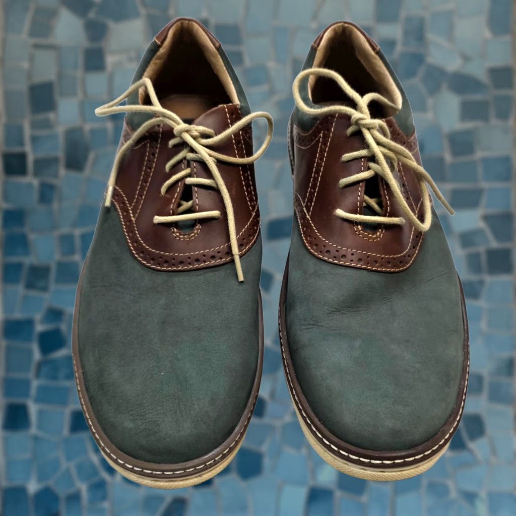 Johnston & Murphy Lace Leather Casual Shoes Men's 12 M Blue Brown Derby Two Tone, Men's