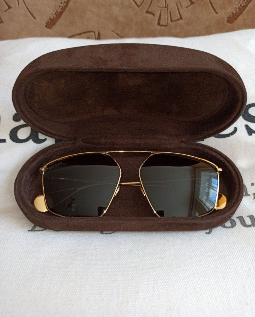 image of Gucci Gg0437Sa Golden Frame Sunglasses, Men's