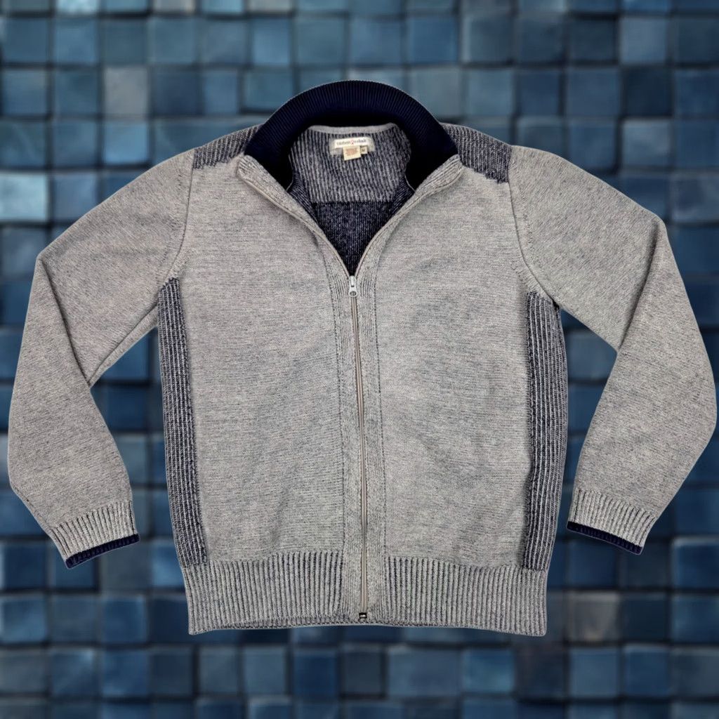 Carbon2Cobalt Carbon 2 Cobalt Full Zip Knit Sweater Cardigan Jacket Men M Gray Navy Blue Size US M / EU 48-50 / 2 - 1 Thumbnail