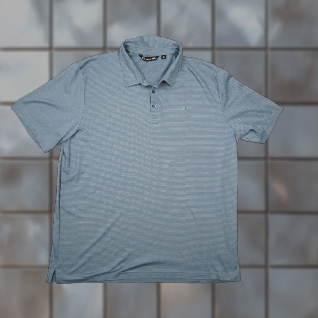 TravisMathew TRAVIS MATHEW Shirt Mens 2XL XXL Blue Polo Golf Performance Logo Short Sleeve Striped Cotton Blend Nike Size US XXL / EU 58 / 5 - 1 Thumbnail