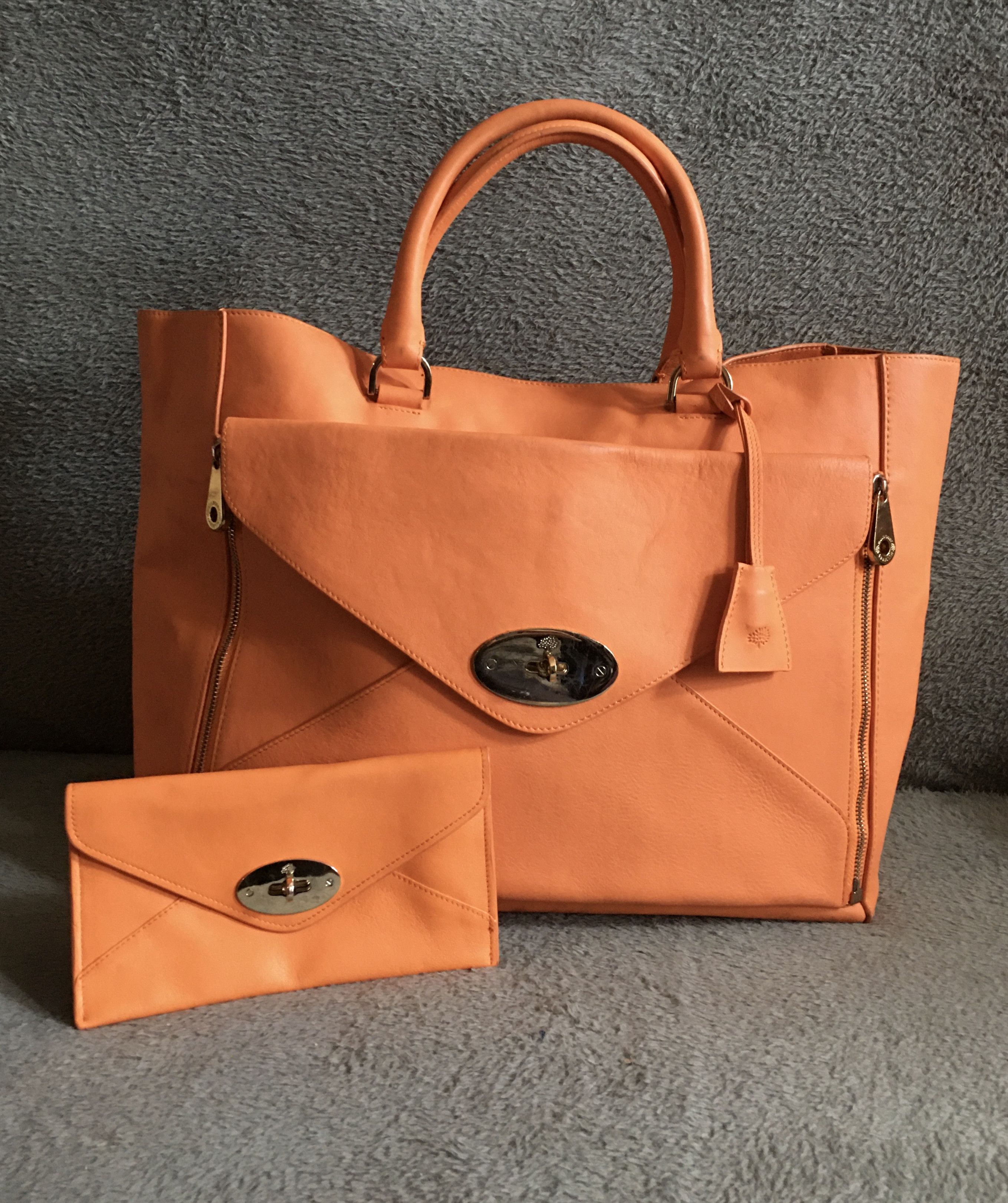 Mulberry Mulberry Willow Leather Tote Bag Orange Handbag Size ONE SIZE - 1 Thumbnail