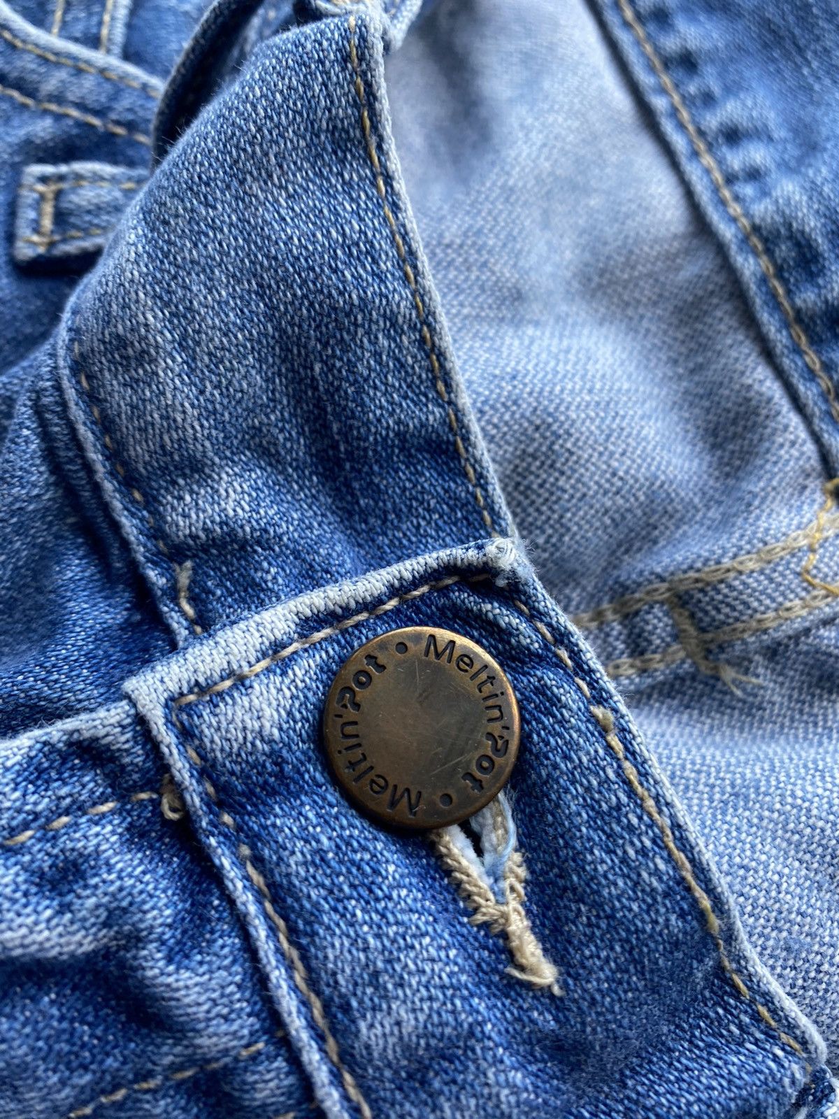 Other × Vintage Meltin Pot Flare Bell Bottom Womens 25 Denim Jeans Ripped Size 25" / US 0 / IT 36 - 5 Thumbnail