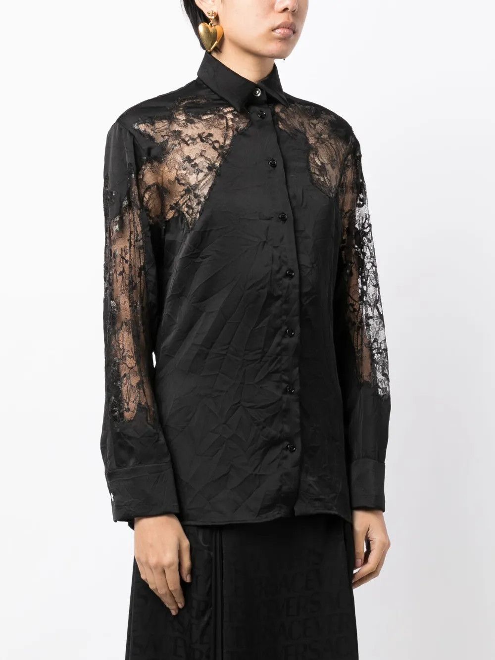Versace o1y0226 Solid Color Shirt in Black Size S / US 4 / IT 40 - 3 Thumbnail
