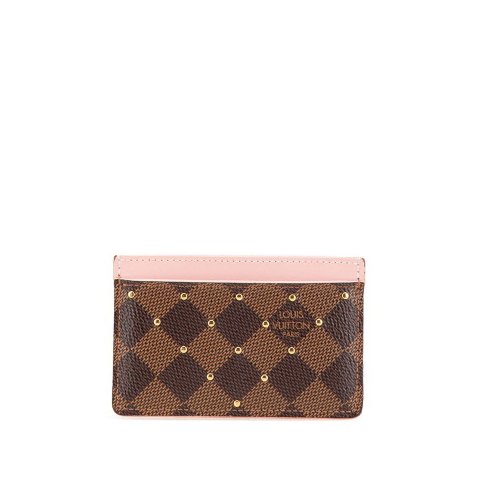Louis Vuitton Louis Vuitton Damier Porte Carte Sample Studs Card Case N60248 Brown Pink PVC Leather Women's LOUIS VUITTON Size ONE SIZE - 1 Thumbnail