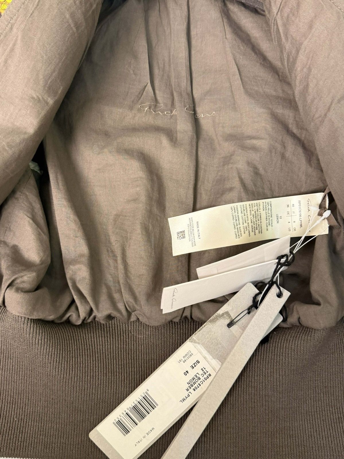 Rick Owens SS23 Rick Owens Python Leather Bomber Jacket in Lemon Yellow Size S / US 4 / IT 40 - 11 Thumbnail